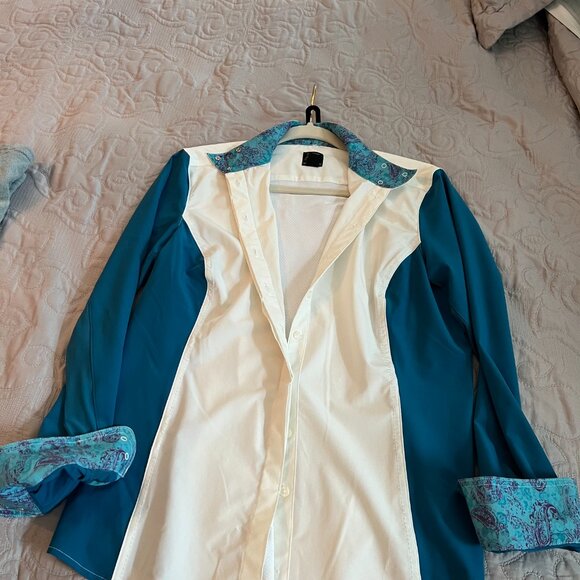 Noble Outfitter Essex Women's Riding Shirt, paisley cuffs and collar -size Large - Picture 1 of 6